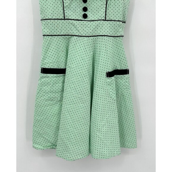 HELL BUNNY dress fit flare polka dot pinup rockabilly mint green 50s inspired S - Picture 5 of 11